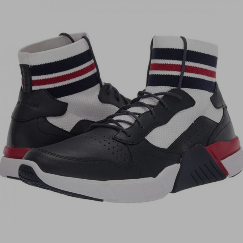 Mark Nason Block Varsity High Top Leather Sneakers Stretchy Upper NEW